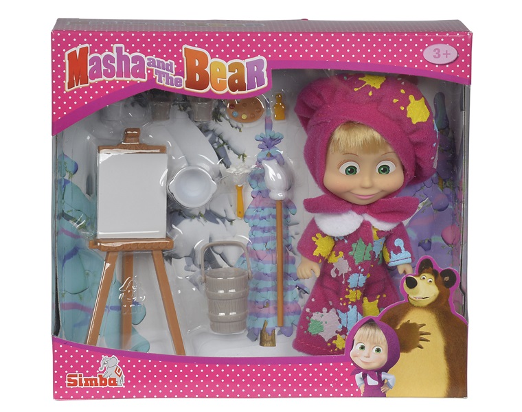 Кукла Маша в одежде художницы с набором для рисования, 12 см.  
